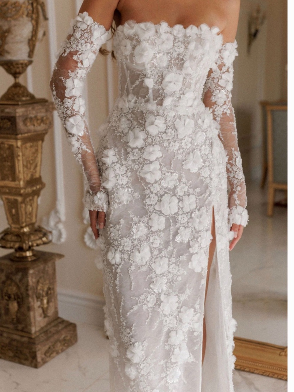 Rosie Etienne Isabelle Gown - White Floral Off-Shoulder Dress
